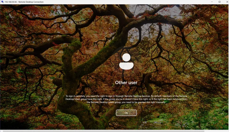 Windows refusing a Remote Desktop sign-in for the scanner service account