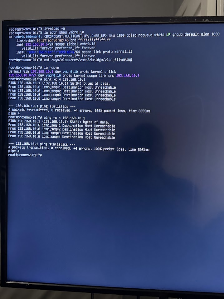 Output of the four verification commands after applying the new config