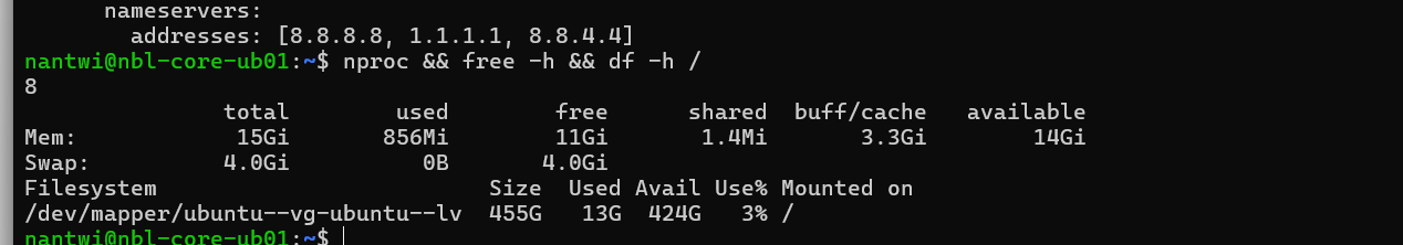 Host specifications for the repurposed machine